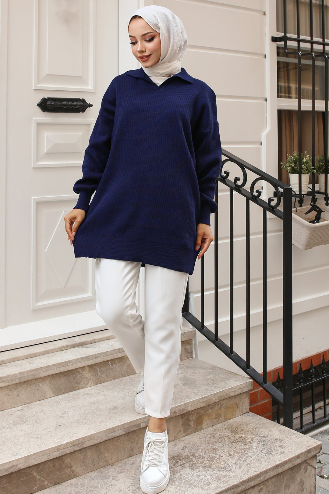 BNG Women -59 Yarn Knit Tunic Navy - كليرمونت