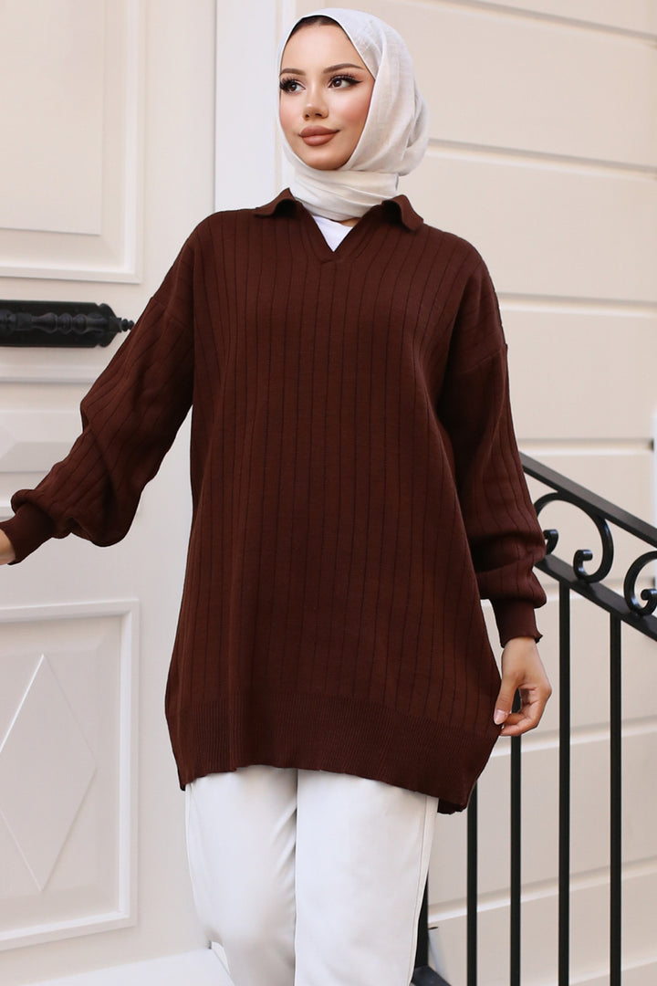 BNG Women -63 Thread Knit Tunic Brown - Clermont