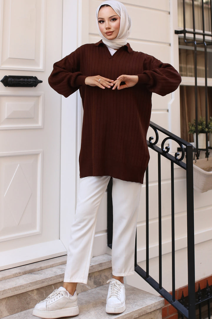 BNG Women -63 Thread Knit Tunic Brown - Clermont