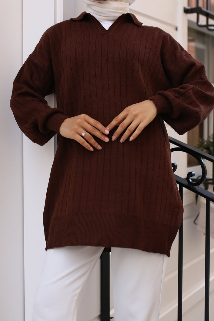 BNG Women -63 Thread Knit Tunic Brown - Clermont