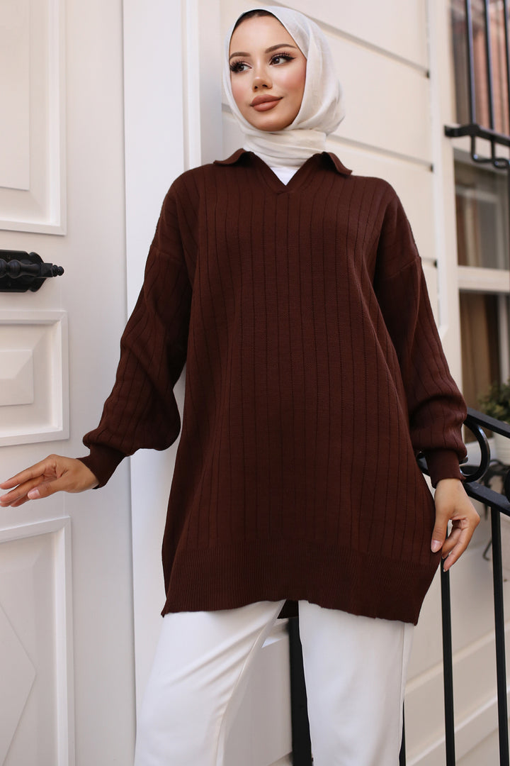 BNG Women -63 Thread Knit Tunic Brown - Clermont