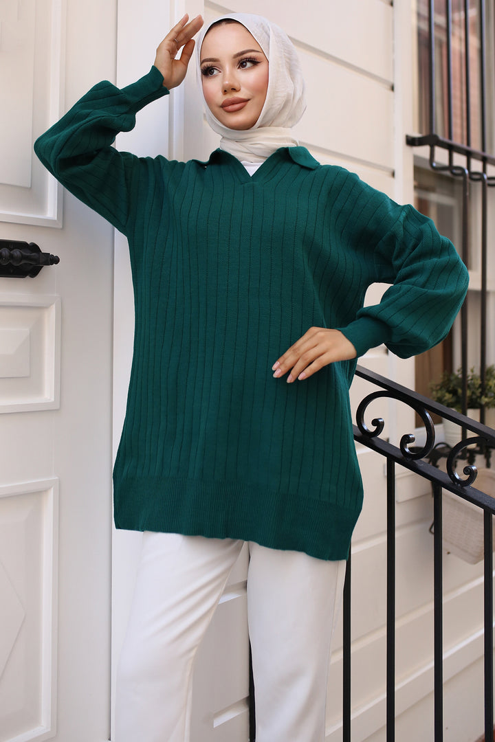 BNG Women -63 سترة Wicked Knit باللون الأخضر الزمردي - كليرمون