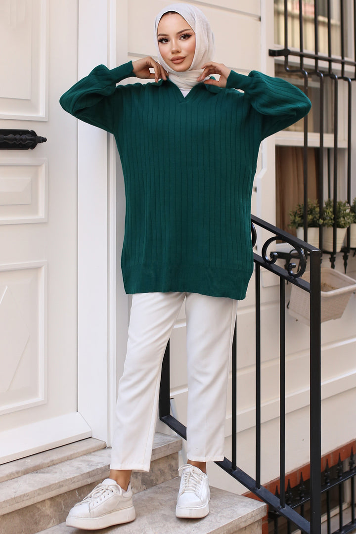 BNG Women -63 سترة Wicked Knit باللون الأخضر الزمردي - كليرمون