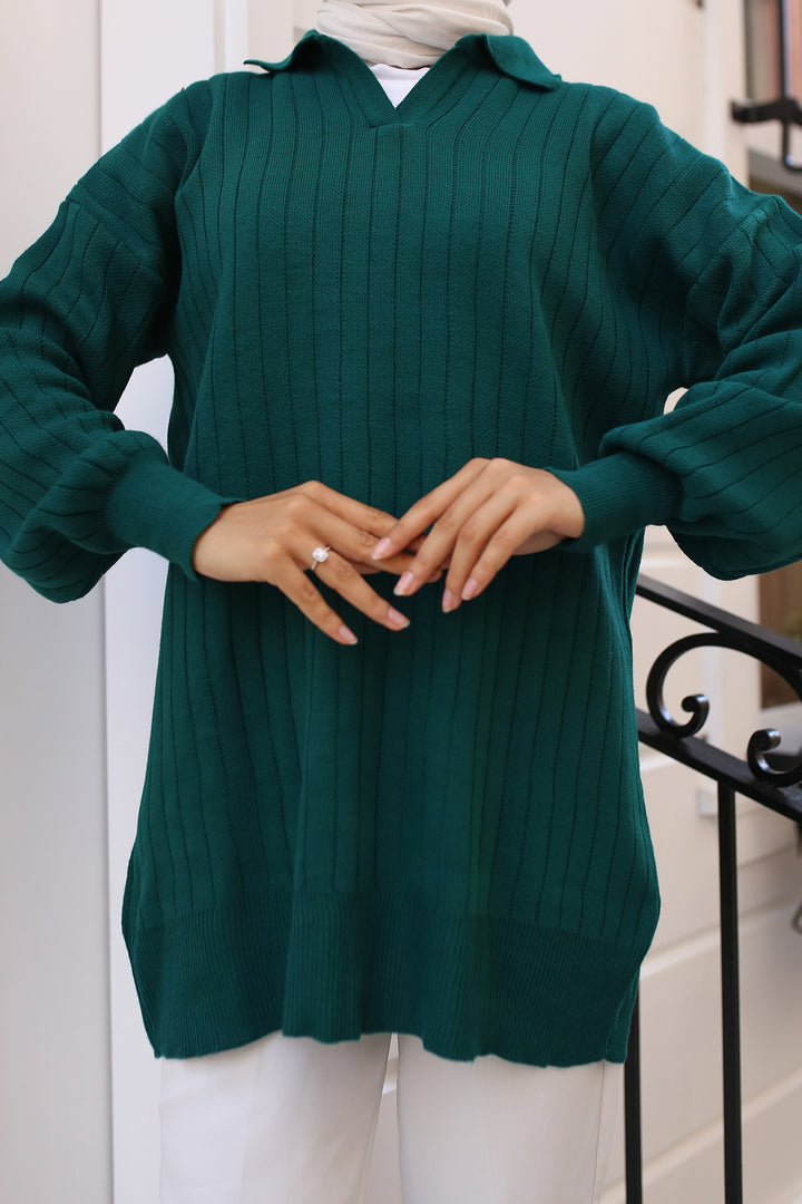BNG Women -63 سترة Wicked Knit باللون الأخضر الزمردي - كليرمون