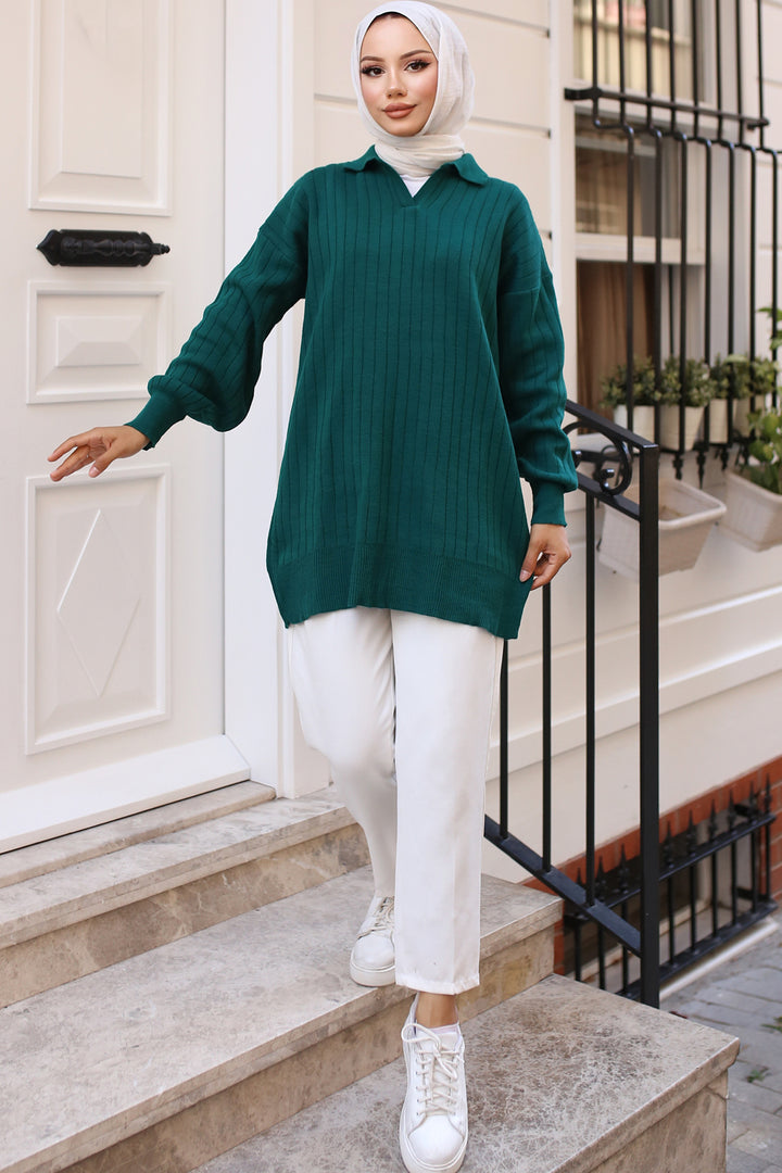 BNG Women -63 سترة Wicked Knit باللون الأخضر الزمردي - كليرمون