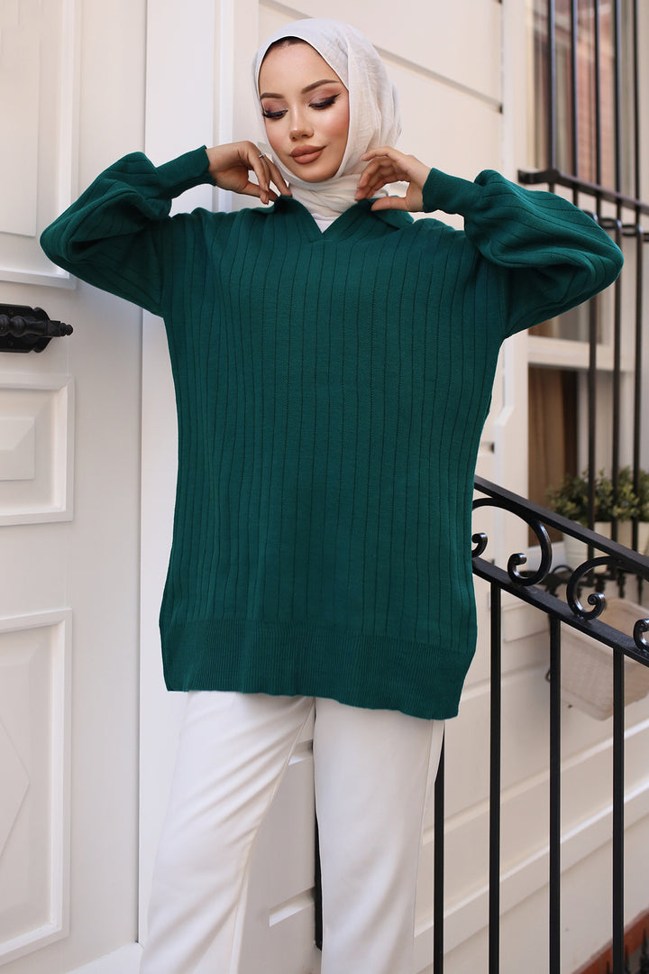 BNG Women -63 سترة Wicked Knit باللون الأخضر الزمردي - كليرمون
