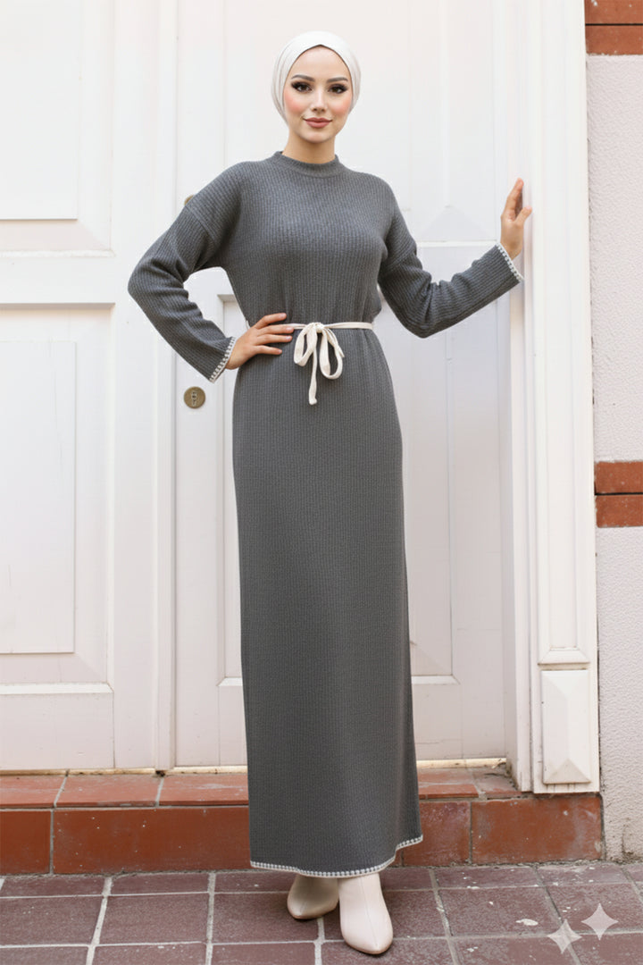 BNG Women 7 Embroidered Detail Knit Dress Anthracite - Vittoria