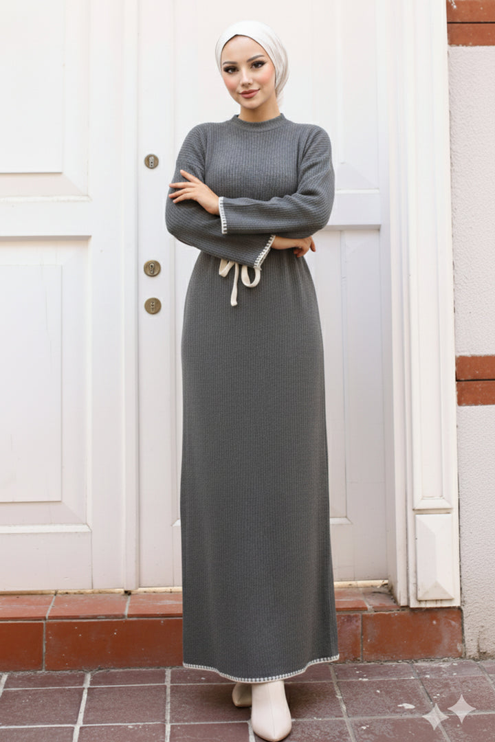 BNG Women 7 Embroidered Detail Knit Dress Anthracite - Vittoria