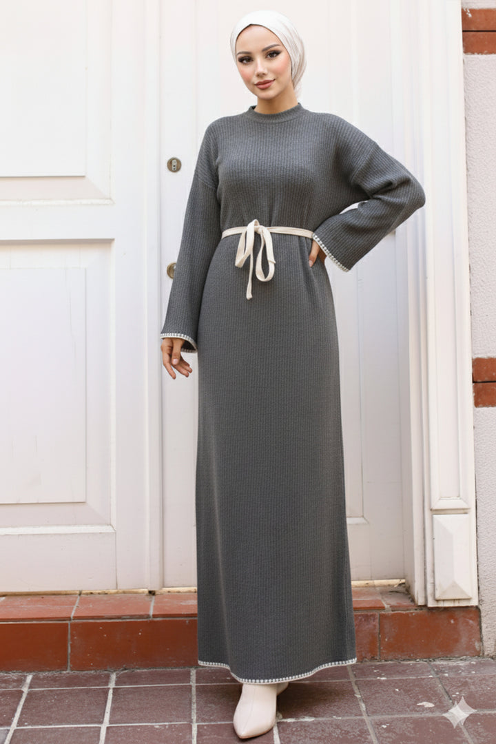 BNG Women 7 Embroidered Detail Knit Dress Anthracite - Vittoria