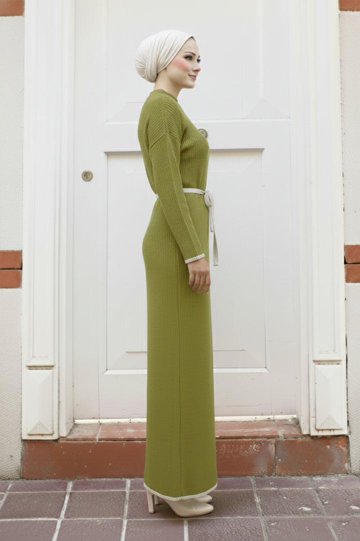 BNG Women 7 Embroidered Detail Knit Dress Olive Green - State College