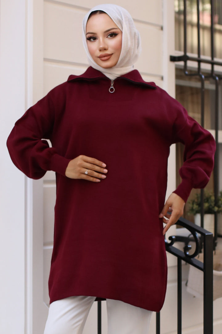 BNG Women 0 Knit Tunic Burgundy - كليرمونت