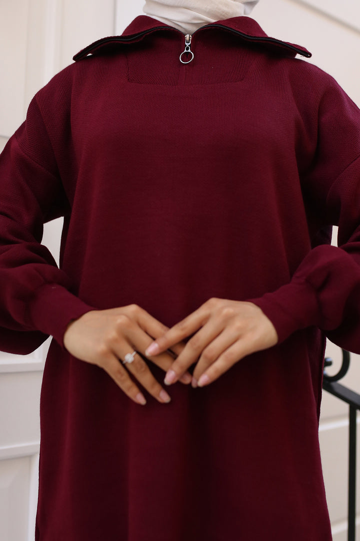 BNG Women 0 Knit Tunic Burgundy - كليرمونت