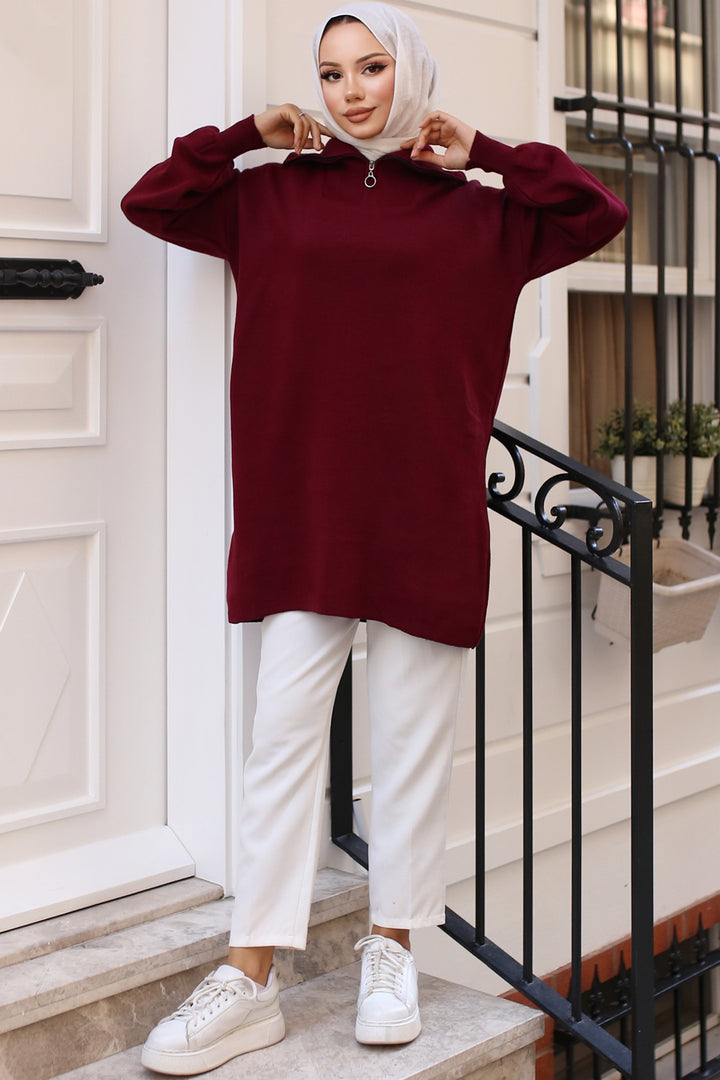 BNG Women 0 Knit Tunic Burgundy - كليرمونت