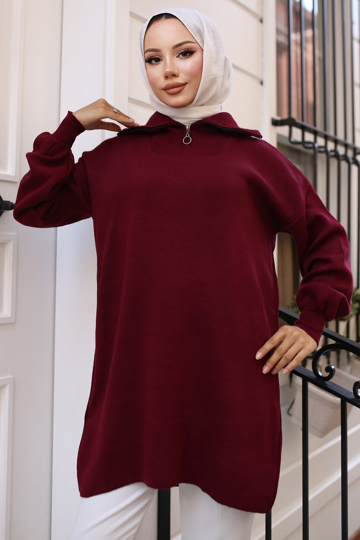 BNG Women 0 Knit Tunic Burgundy - كليرمونت