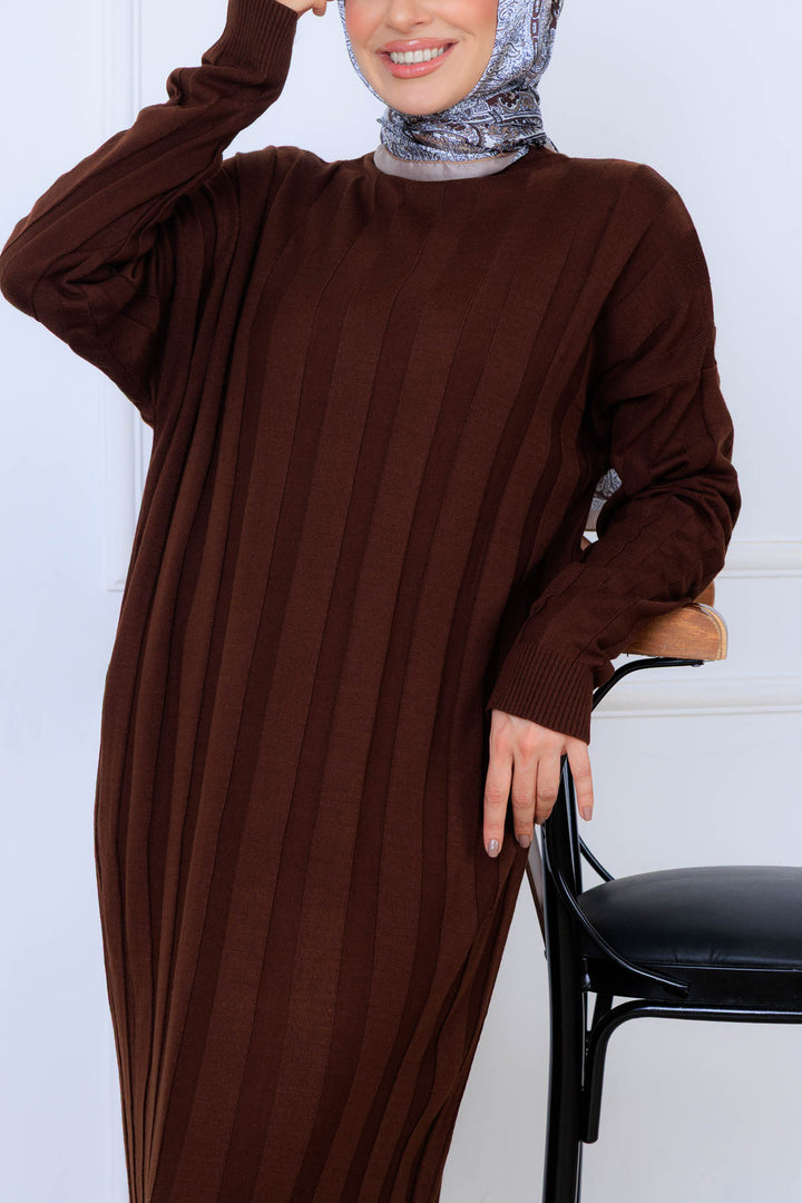 BNG Women Striped Knit Dress K3021 Brown - Bellevue