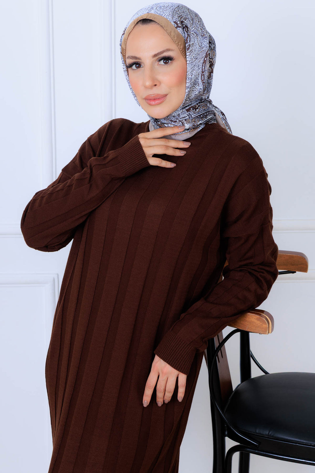 BNG Women Striped Knit Dress K3021 Brown - Bellevue