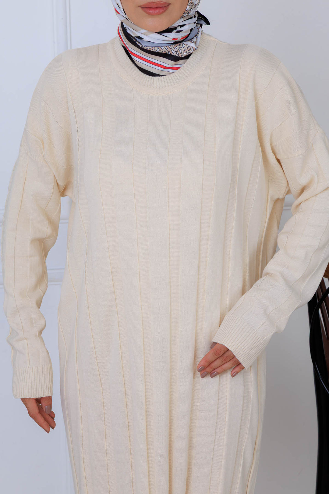 BNG Women Striped Knit Dress K3021 Cream - Trapani