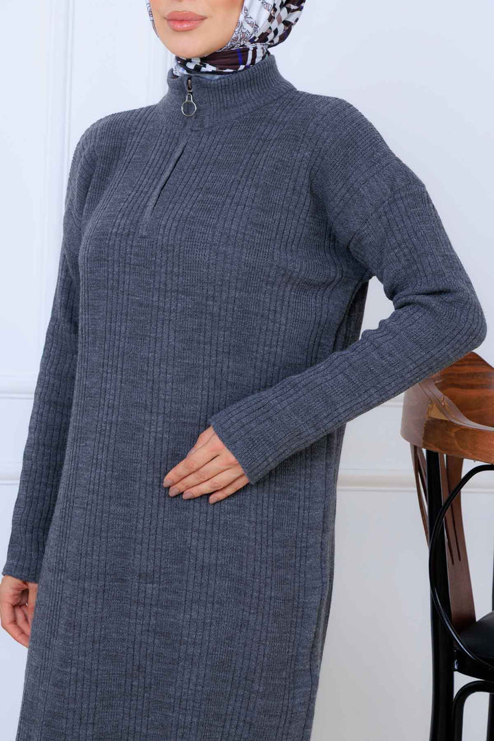 BNG Women Ribbed Knit Dress K3005 Anthracite - Rubizhne