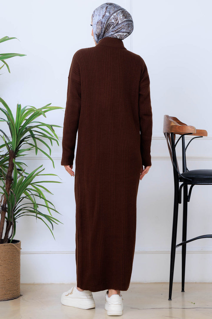 BNG Women Fitilli Triko Elbise K3005 Kahverengi - Fort Worth