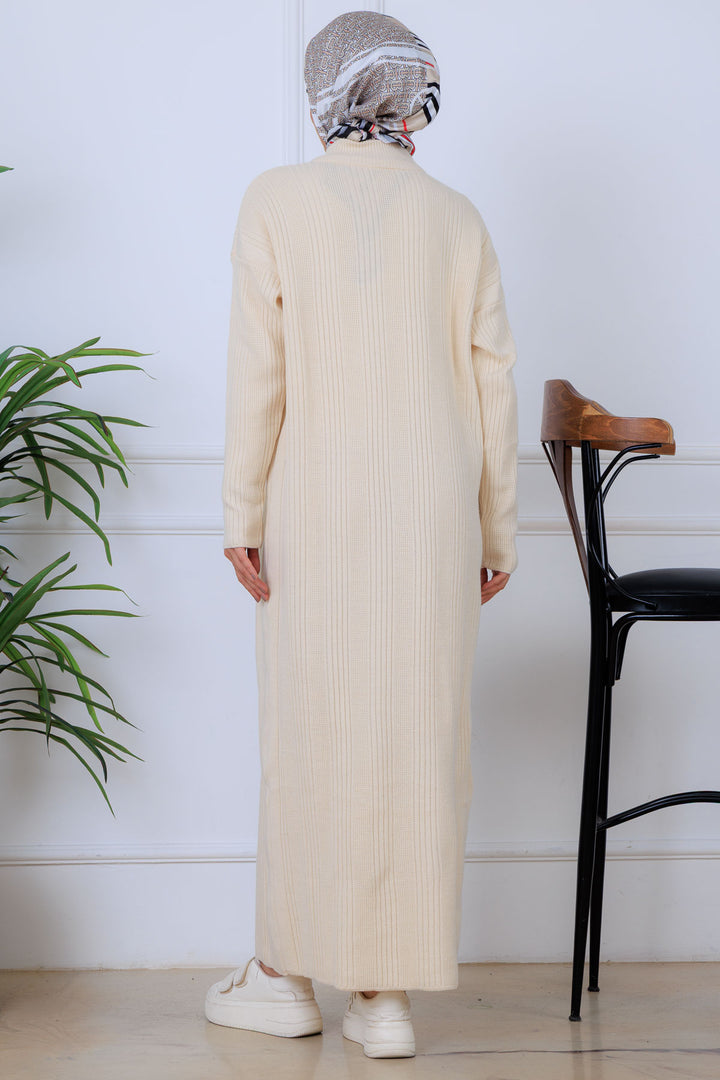 BNG Women Fitilli Triko Elbise K3005 Krem - Cwmbran