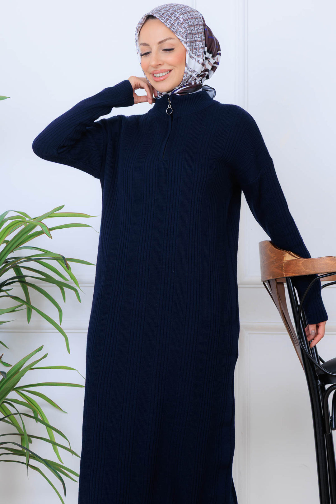 BNG Women Ribbed Knit Dress K3005 Navy - Halifax
