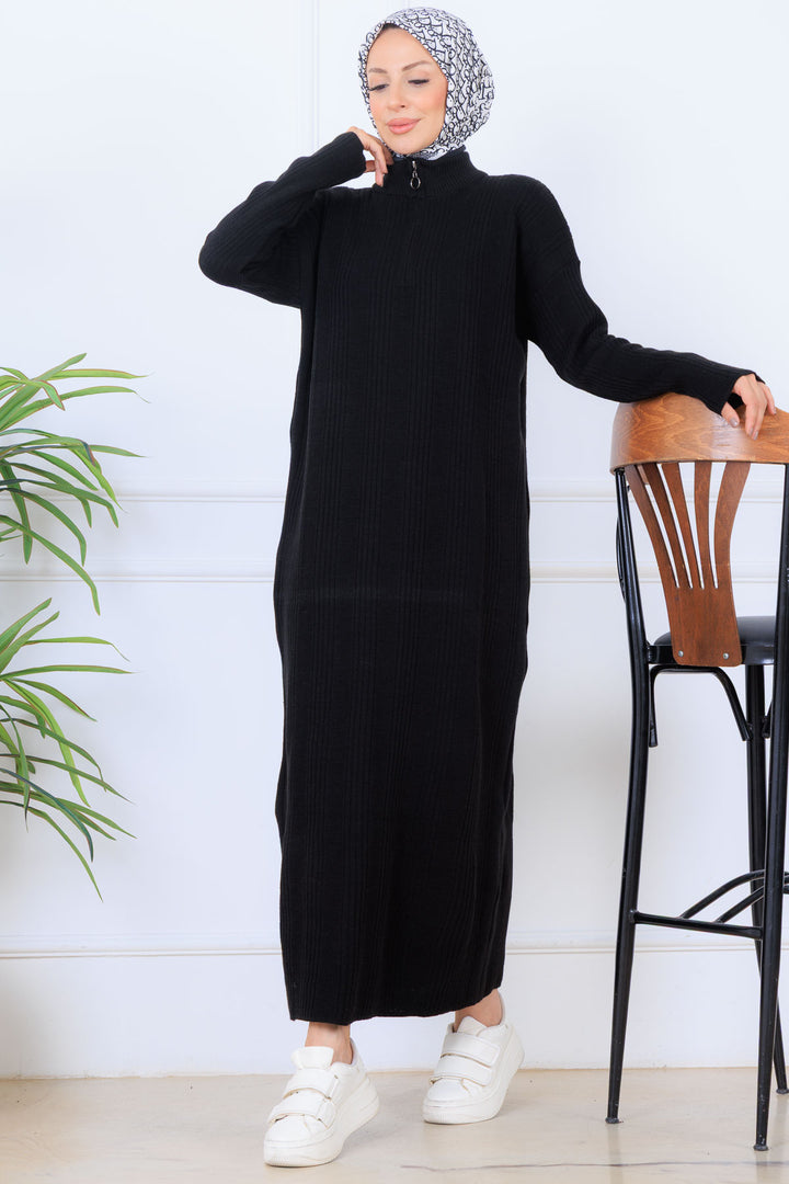 BNG Women Fitilli Triko Elbise K3005 Siyah - Kostiantynivka