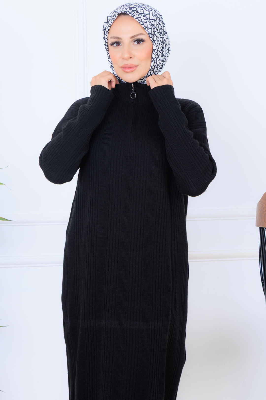 BNG Women Fitilli Triko Elbise K3005 Siyah - Kostiantynivka