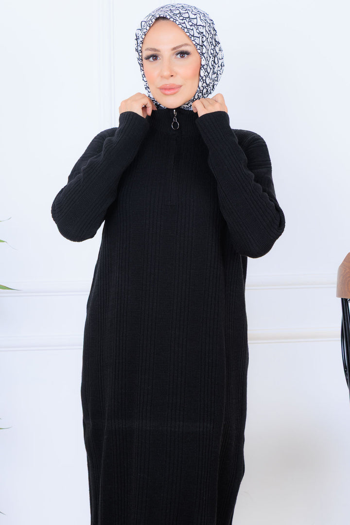 BNG Women Fitilli Triko Elbise K3005 Siyah - Kostiantynivka