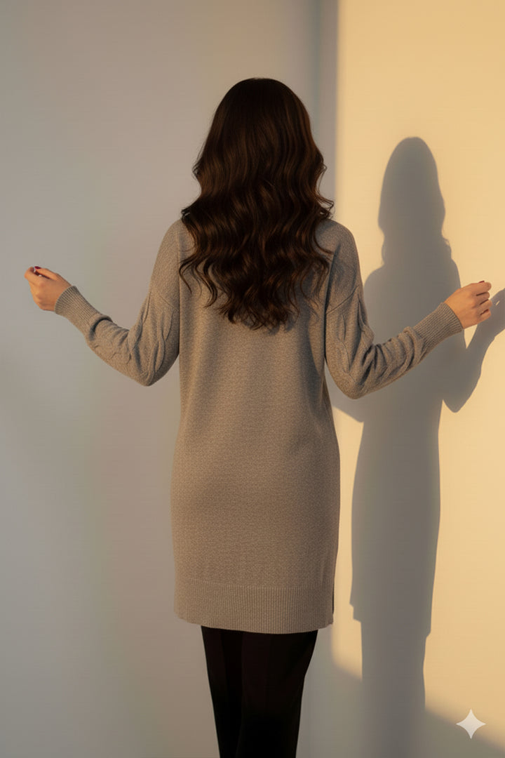 BNG Women Örgülü Triko Kazak K6005 Gri - Hitchin