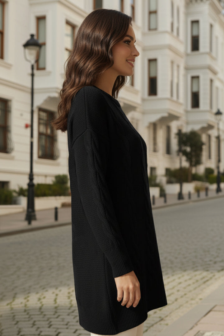 BNG Women Örgülü Triko Kazak K6005 Siyah - San Jose