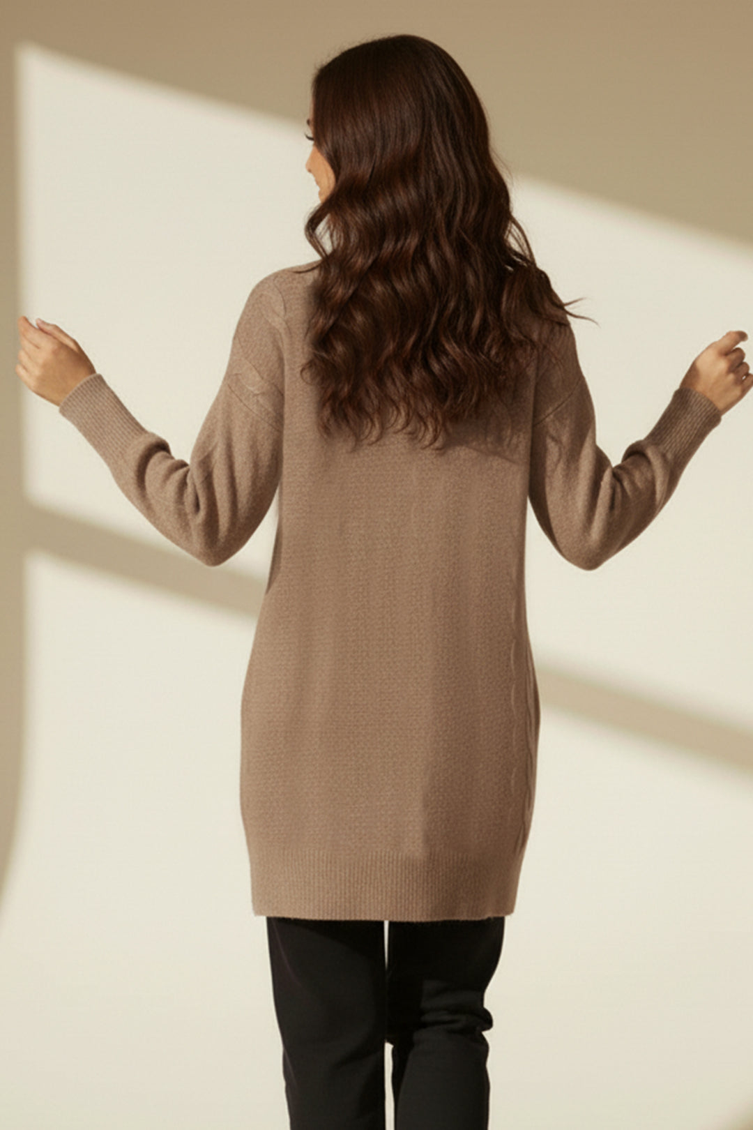 BNG Women Örgülü Triko Kazak K6005 Vizon - Kamenicë