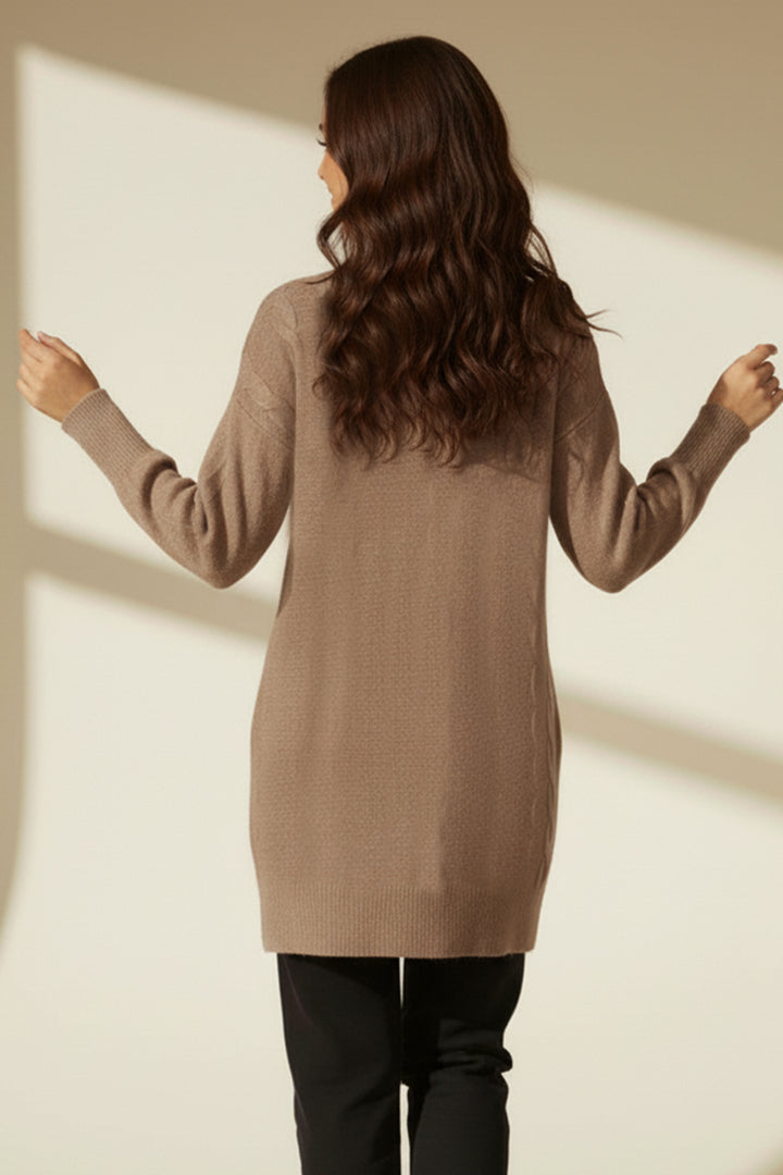 BNG Women Örgülü Triko Kazak K6005 Vizon - Kamenicë