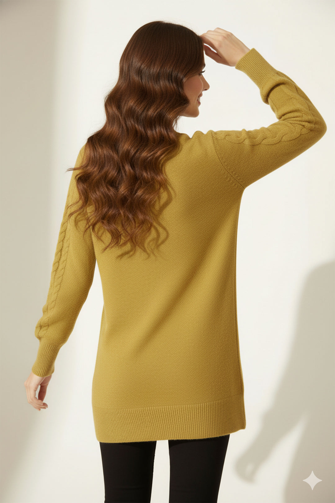 BNG Women Örgülü Triko Kazak K6005 Yağ Yeşili - Pleasant Grove