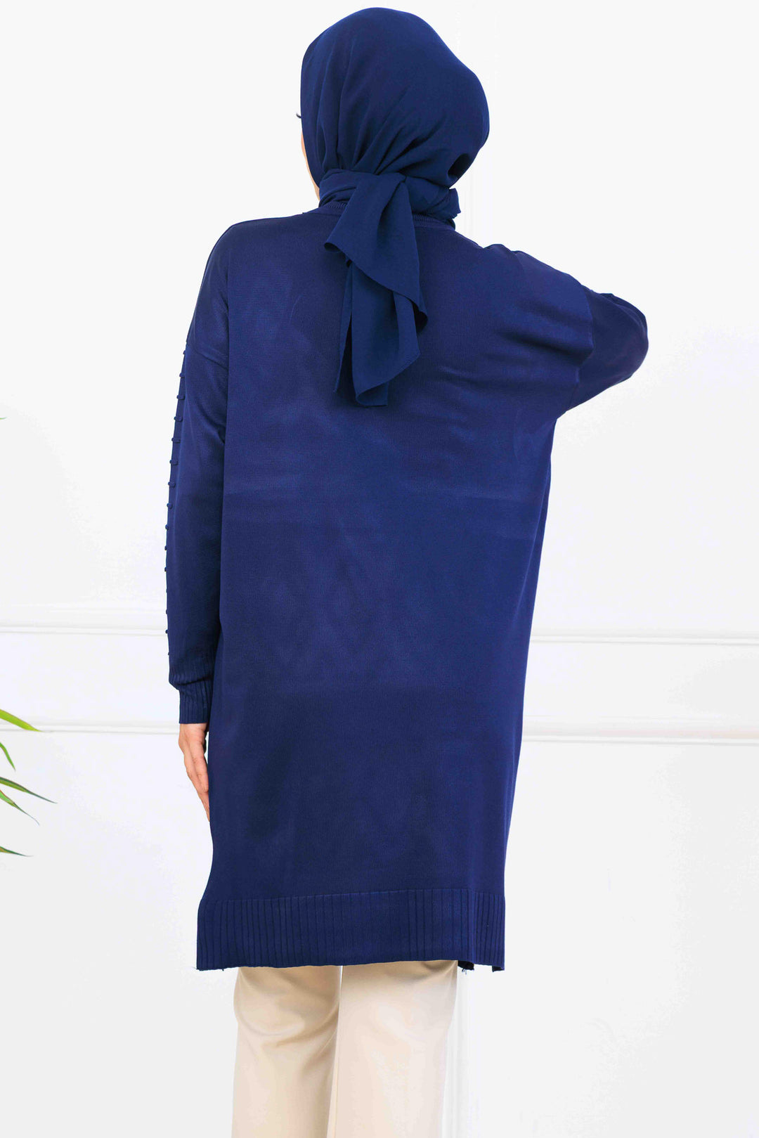 BNG Women Kolu Desenli Merserize Tunik K5012 Lacivert - Pachuca