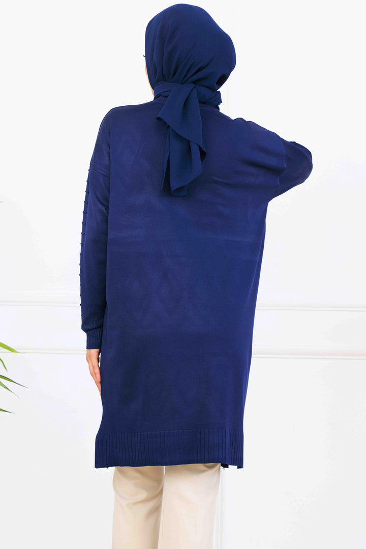 BNG Women Kolu Desenli Merserize Tunik K5012 Lacivert - Pachuca