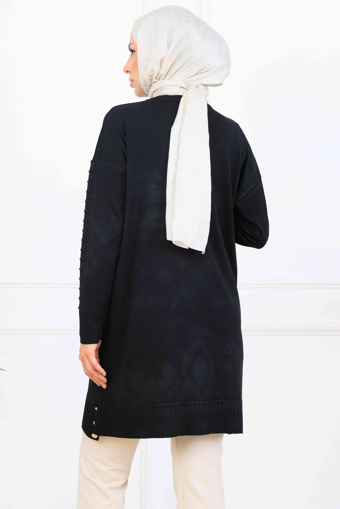 BNG Women Kolu Desenli Merserize Tunik K5012 Siyah - Flensburg