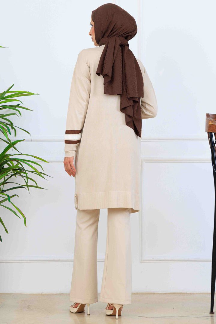 BNG Women Şerit Detaylı Merserize Tunik K5020 Bej - Reynoldsburg