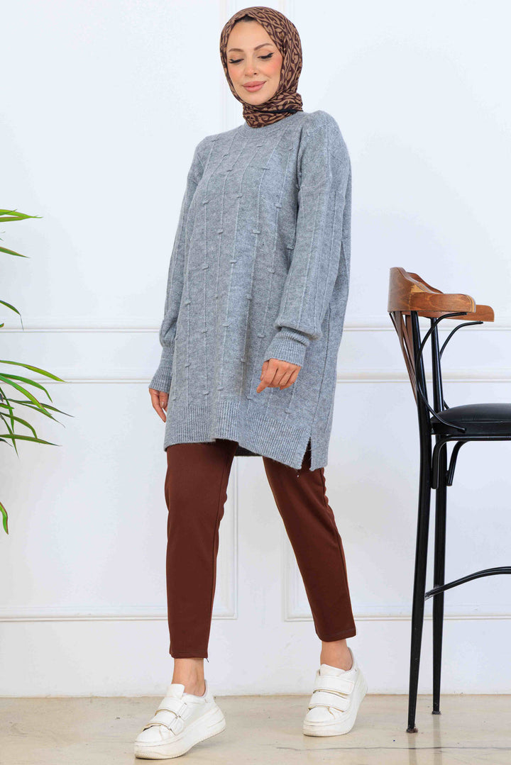 BNG Women Patterned Knit Tunic K6003 Gray - Minneapolis