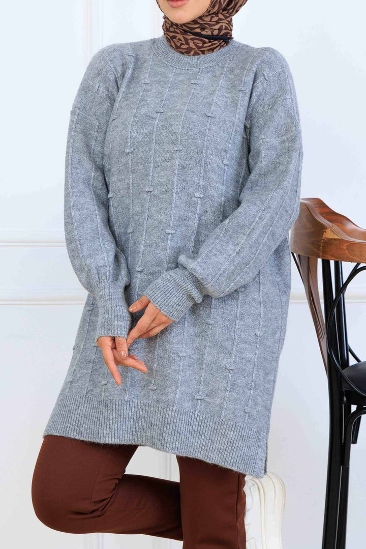 BNG Women Patterned Knit Tunic K6003 Gray - Minneapolis