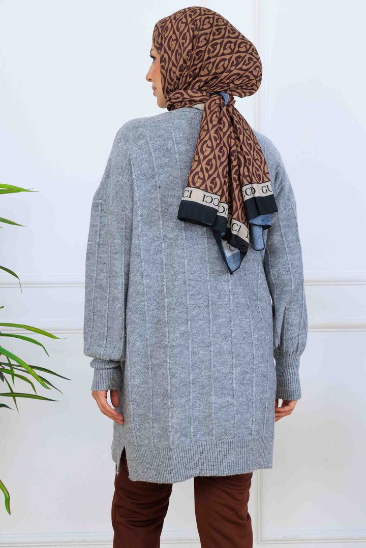 BNG Women Patterned Knit Tunic K6003 Gray - Minneapolis