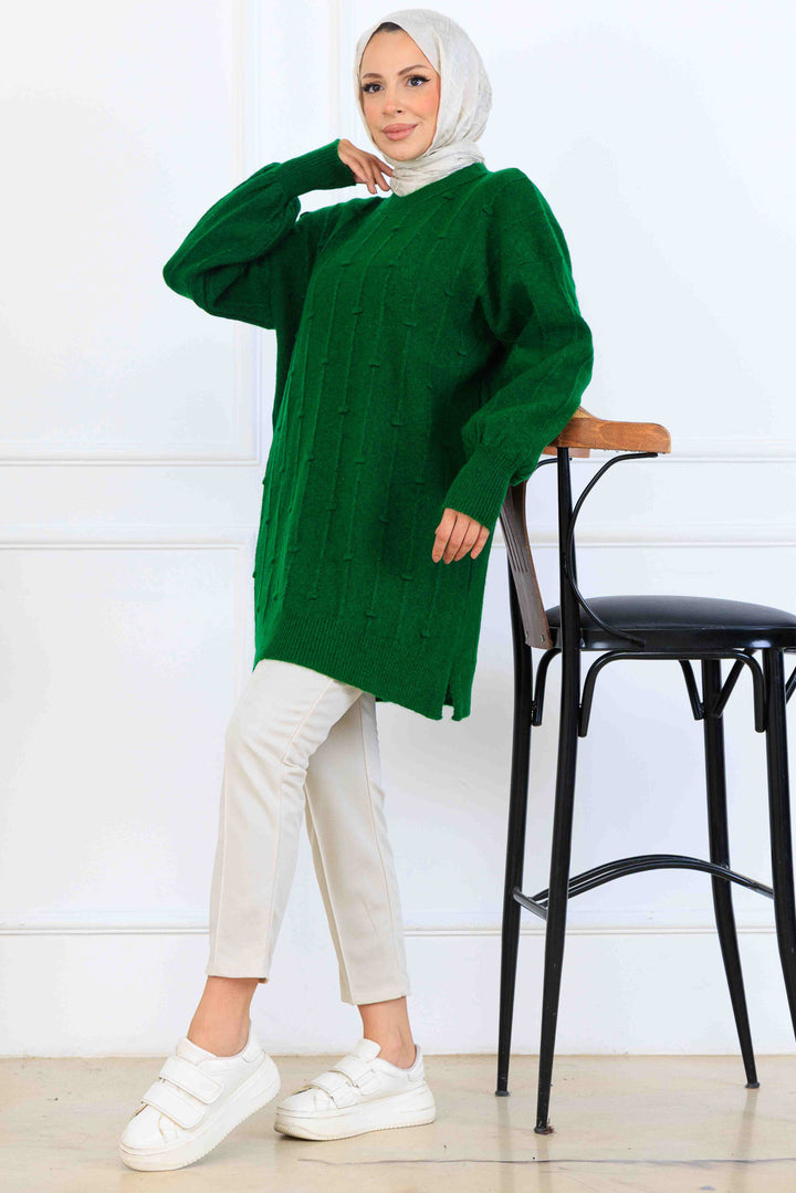 BNG Women Patterned Knit Tunic K6003 Khaki - Carrollwood