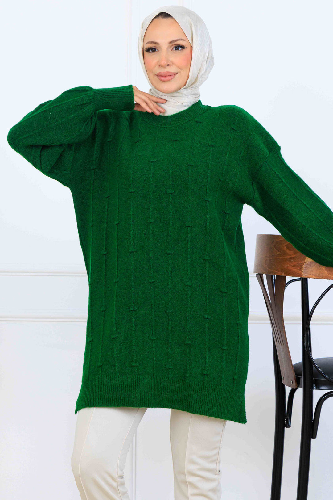 BNG Women Patterned Knit Tunic K6003 Khaki - Carrollwood