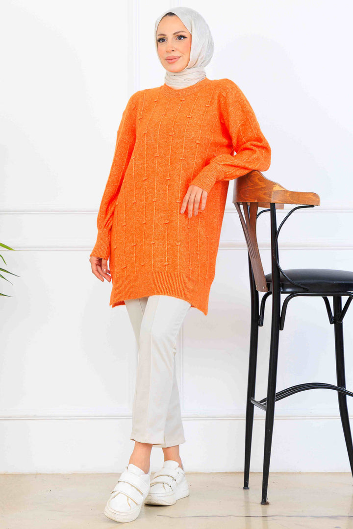 BNG Women Patterned Knit Tunic K6003 Orange - Kremenchuk
