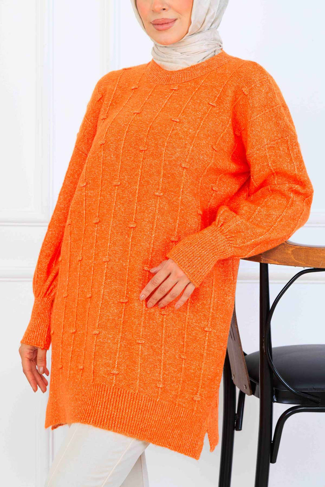 BNG Women Patterned Knit Tunic K6003 Orange - Kremenchuk