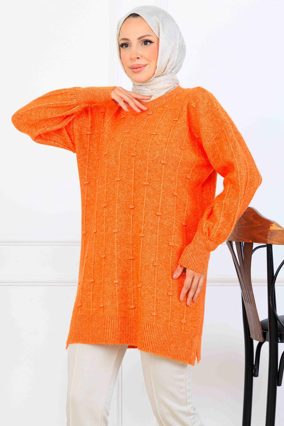 BNG Women Patterned Knit Tunic K6003 Orange - Kremenchuk