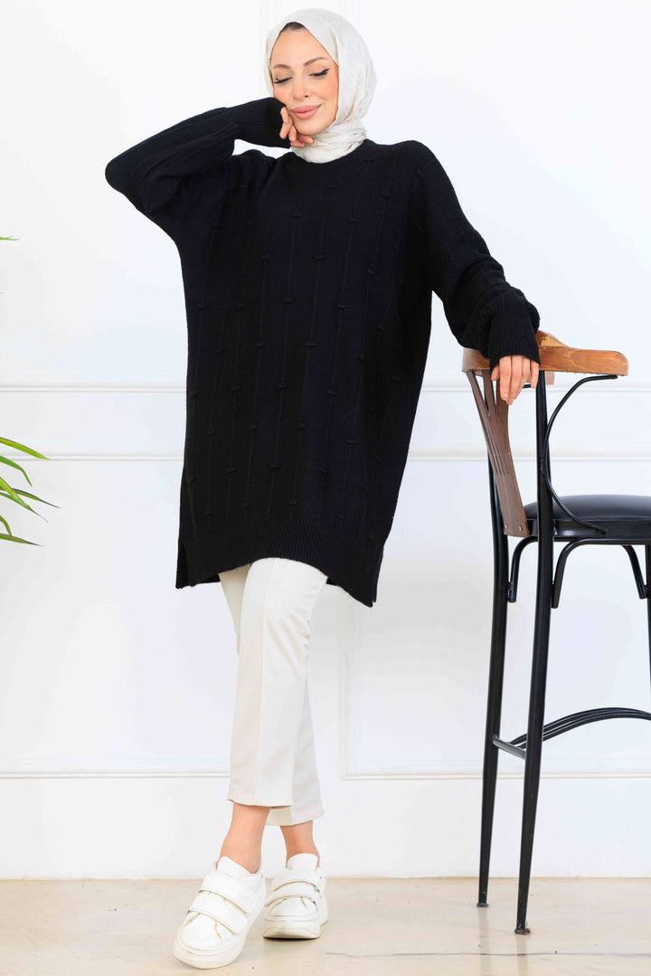 BNG Women Patterned Knit Tunic K6003 Black - Suhl