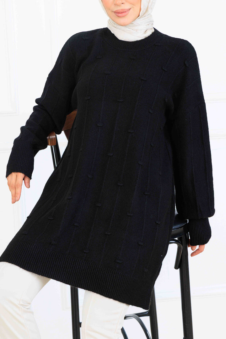 BNG Women Patterned Knit Tunic K6003 Black - Suhl