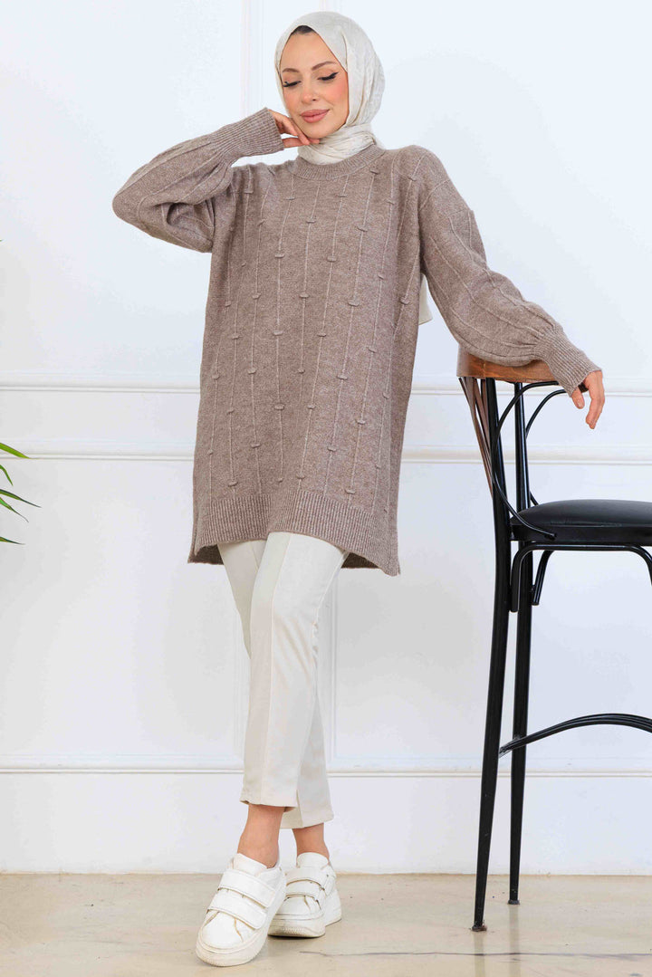 BNG Women Patterned Knit Tunic K6003 Mink - Mafra
