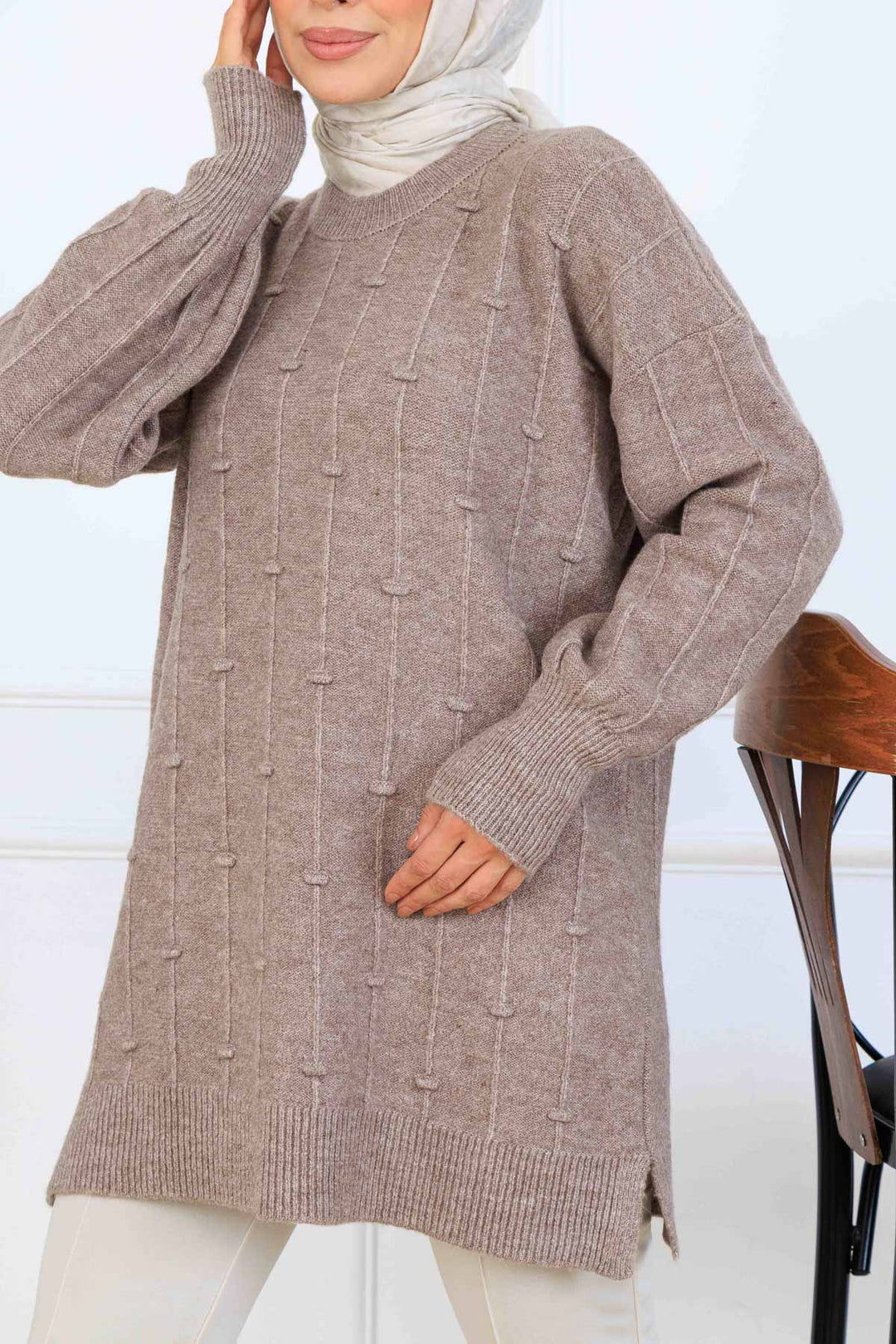 BNG Women Patterned Knit Tunic K6003 Mink - Mafra