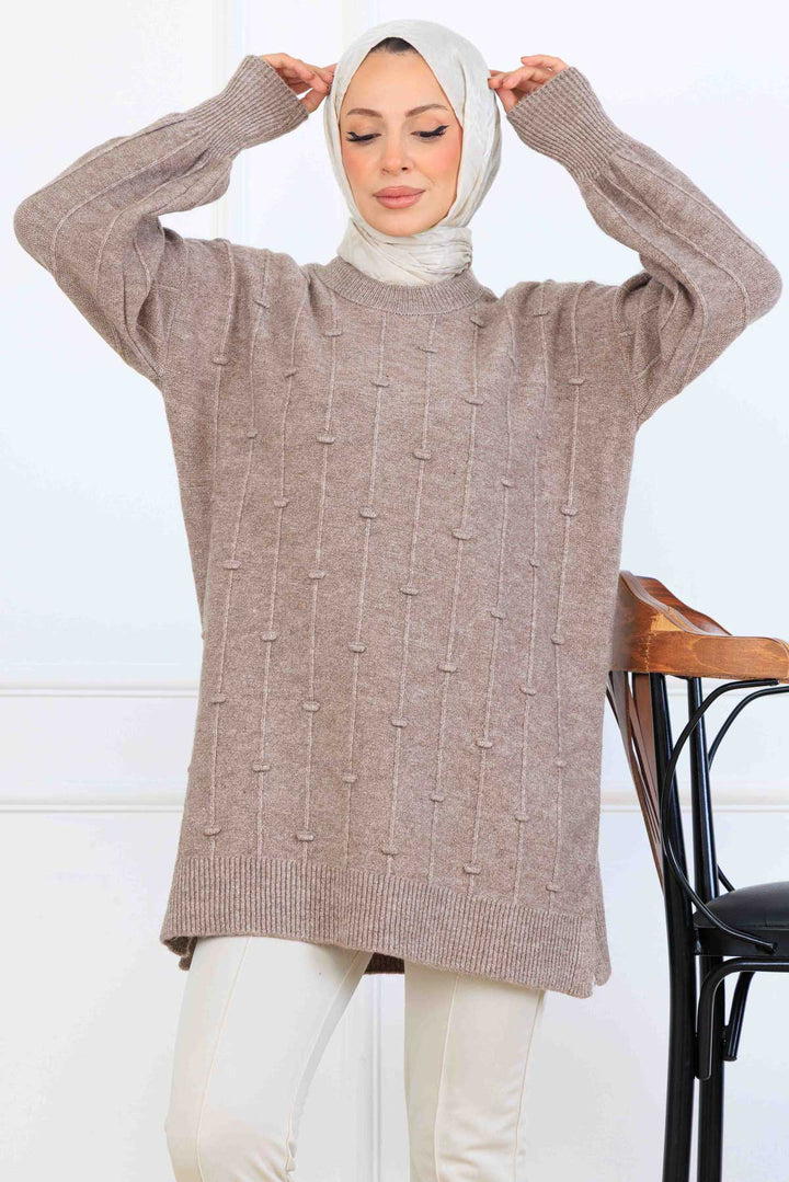 BNG Women Patterned Knit Tunic K6003 Mink - Mafra